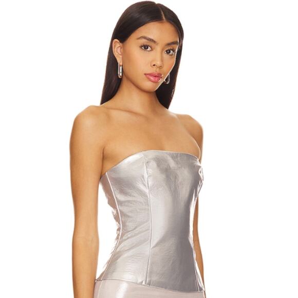 superdown Novi Faux Leather Corset in Silver Metallic – NWT Size XS - Picture 2 of 4